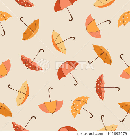Autumn rain seamless pattern background with colorful umbrellas Autumn rain seamless pattern background with colorful umbrellas 141893979