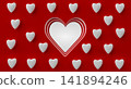 Red wall with cut out layers of heart and white hearts on it. 3d rendering. Day of Love 141894246