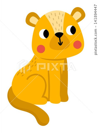 Vector cartoon lioness isolated on white background. Funny African or safari animal clipart. Cute savannah feminine lion icon for kids. Flat savanna element. Africa wildlife illustration Vector cartoon lioness isolated on white background. Funny African or safari animal clipart. Cute savannah feminine lion icon for kids. Flat savanna element. Africa wildlife illustration 141894447