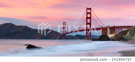 Golden Gate Bridge Sunset over San Francisco Bay Golden Gate Bridge Sunset over San Francisco Bay 141894787