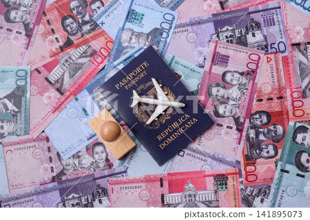 Dominican republic passport or id document with tickets for flight, travel, border crossing Dominican republic passport or id document with tickets for flight, travel, border crossing 141895073