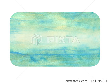 Bright watercolor ocean template inspired by sunlight reflections on water. Hand painted template with fresh turquoise design for branding, social media, invitations, packaging and summer projects Bright watercolor ocean template inspired by sunlight reflections on water. Hand painted template with fresh turquoise design for branding, social media, invitations, packaging and summer projects 141895161