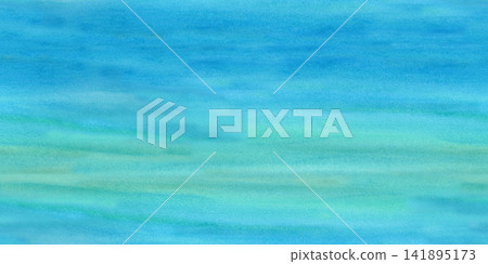 Turquoise Ocean Watercolor Background. Seamless border Turquoise Ocean Watercolor Background. Seamless border 141895173