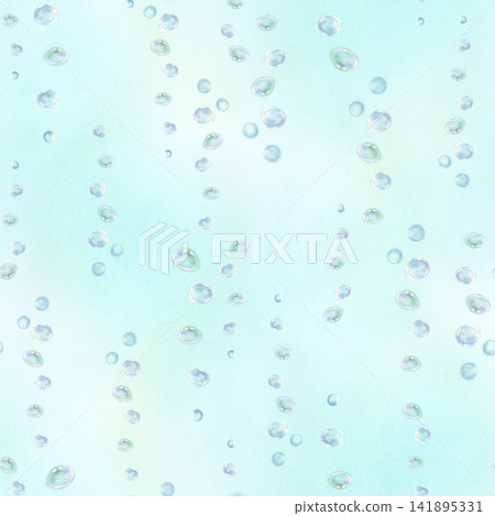Seamless watercolor pattern with vertical streams of transparent underwater bubbles on blue and turquoise backgrounds. Airy marine design for textiles, wallpaper, packaging and aquatic decor Seamless watercolor pattern with vertical streams of transparent underwater bubbles on blue and turquoise backgrounds. Airy marine design for textiles, wallpaper, packaging and aquatic decor 141895331