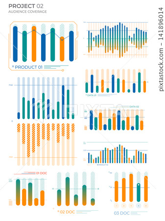 Business elements charts in color. Vector illustration. Business elements charts in color. Vector illustration. 141896014