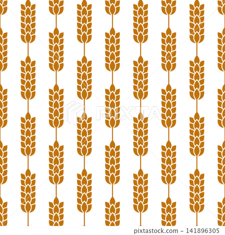 Vector Seamless Pattern with Agriculture Wheat and Cereal Ears on White Background. Organic Wheat, Rice Ear Design Template. Bread, Beer Packaging, Farming, Organic Food Concepts Vector Seamless Pattern with Agriculture Wheat and Cereal Ears on White Background. Organic Wheat, Rice Ear Design Template. Bread, Beer Packaging, Farming, Organic Food Concepts 141896305
