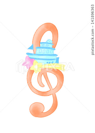 A musical note with a fairytale-like boat A musical note with a fairytale-like boat 141896363