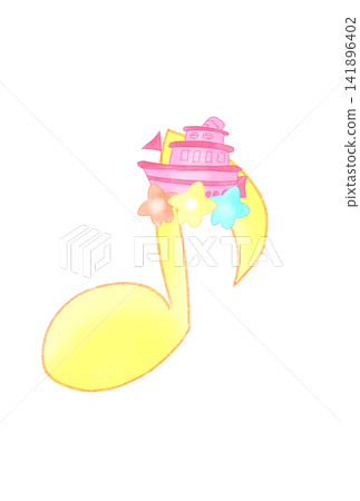 A musical note with a fairytale-like boat A musical note with a fairytale-like boat 141896402