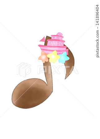 A musical note with a fairytale-like boat A musical note with a fairytale-like boat 141896404