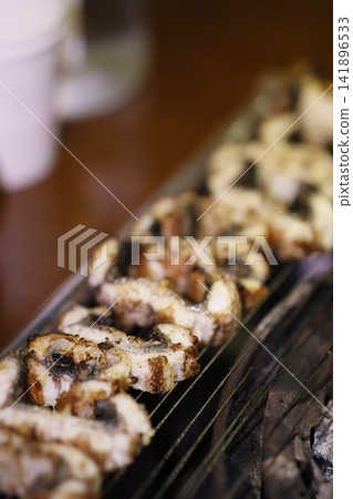 Grilled Mushrooms on Charcoal Grill Grilled Mushrooms on Charcoal Grill 141896533