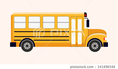 Iconic yellow school bus side view flat graphic design element for education Iconic yellow school bus side view flat graphic design element for education 141896588