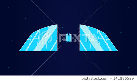 Satellite orbiting earth with large solar panels in deep space flat illustration Satellite orbiting earth with large solar panels in deep space flat illustration 141896589