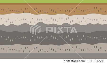 Cross section of ground soil layers showing geological strata underground Cross section of ground soil layers showing geological strata underground 141896593