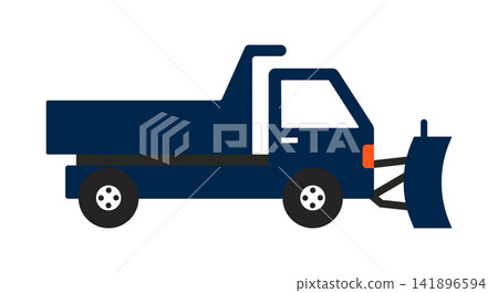 Blue snow plow truck for road maintenance and winter service with maintenance Blue snow plow truck for road maintenance and winter service with maintenance 141896594