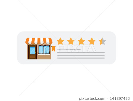 store customer rating review interface with shop icon and feedback panel store customer rating review interface with shop icon and feedback panel 141897453