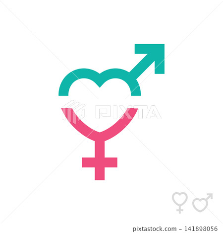 Interlocking Male and Female Gender with Heart Symbols Vector Illustration Interlocking Male and Female Gender with Heart Symbols Vector Illustration 141898056