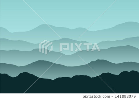 Mountains and ridge panorama silhouette background. Beautiful hills scenery. Morning ridge landscape illustration. Mountains and ridge panorama silhouette background. Beautiful hills scenery. Morning ridge landscape illustration. 141898079