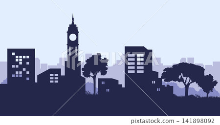 Green City Skyline Silhouette Illustration. Trees Eco Urban Landscape Vector Background. Architecture and Environmental. Seamless composition isolated on white background Green City Skyline Silhouette Illustration. Trees Eco Urban Landscape Vector Background. Architecture and Environmental. Seamless composition isolated on white background 141898092
