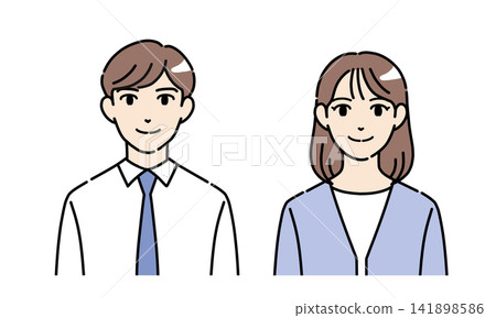 圖解二：一對身著西裝的年輕男女面帶微笑。 141898586