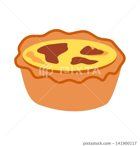 delicious egg custard tart with flaky golden pastry illustration 141900117