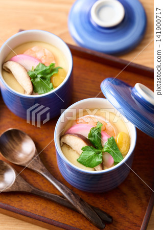 Steamed egg custard with lots of ingredients Steamed egg custard with lots of ingredients 141900717