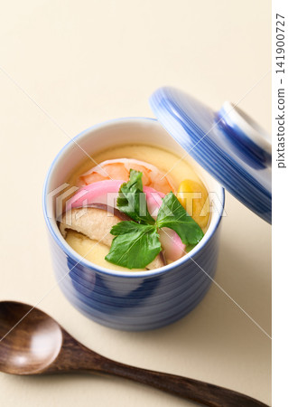 Steamed egg custard with lots of ingredients Steamed egg custard with lots of ingredients 141900727