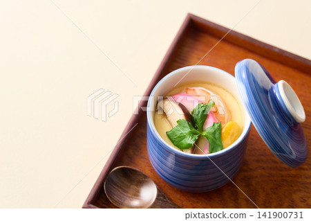Steamed egg custard with lots of ingredients Steamed egg custard with lots of ingredients 141900731