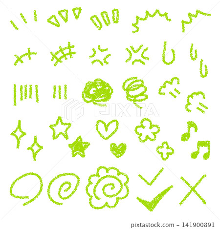 Crayon-style hand-drawn embellishment set Crayon-style hand-drawn embellishment set 141900891