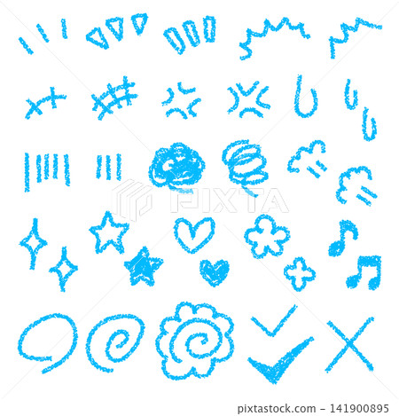 Crayon-style hand-drawn embellishment set Crayon-style hand-drawn embellishment set 141900895