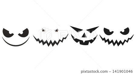Various spooky faces arranged for Halloween celebration, PNG 141901046