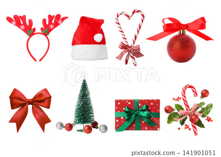 Merry Christmas. Colorful decorations and gifts create a cheerful atmosphere, PNG Merry Christmas. Colorful decorations and gifts create a cheerful atmosphere, PNG 141901051