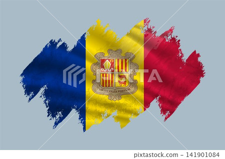 Andorra flag is depicted with brushstrokes and features textured design elements. Andorra flag is depicted with brushstrokes and features textured design elements. 141901084