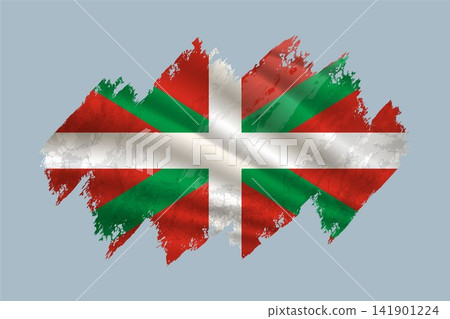 Basque lands flag is depicted with brushstrokes and features textured design elements. Basque lands flag is depicted with brushstrokes and features textured design elements. 141901224