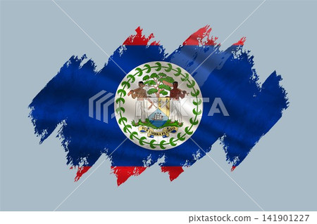 Belize flag is depicted with brushstrokes and features textured design elements. Belize flag is depicted with brushstrokes and features textured design elements. 141901227