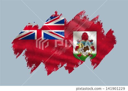 Bermuda flag is depicted with brushstrokes and features textured design elements. Bermuda flag is depicted with brushstrokes and features textured design elements. 141901229