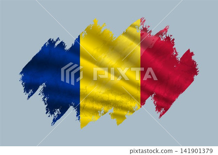 Chad flag is depicted with brushstrokes and features textured design elements. 141901379
