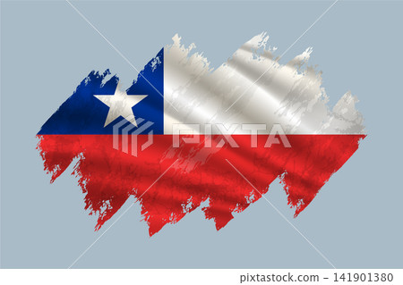Chile flag is depicted with brushstrokes and features textured design elements. Chile flag is depicted with brushstrokes and features textured design elements. 141901380