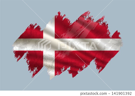 Denmark flag is depicted with brushstrokes and features textured design elements. Denmark flag is depicted with brushstrokes and features textured design elements. 141901392