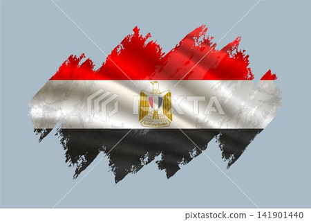 EGYPT flag is depicted with brushstrokes and features textured design elements. EGYPT flag is depicted with brushstrokes and features textured design elements. 141901440
