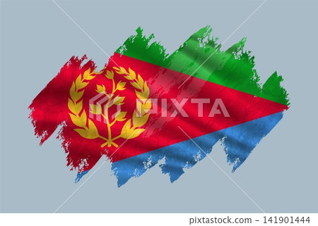 Eritrea flag is depicted with brushstrokes and features textured design elements. 141901444