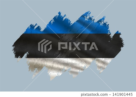 Estonia flag is depicted with brushstrokes and features textured design elements. Estonia flag is depicted with brushstrokes and features textured design elements. 141901445