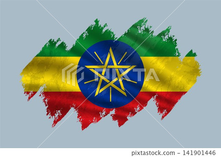 Ethiopia flag is depicted with brushstrokes and features textured design elements. Ethiopia flag is depicted with brushstrokes and features textured design elements. 141901446