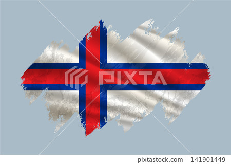 Faroe Islands flag is depicted with brushstrokes and features textured design elements. Faroe Islands flag is depicted with brushstrokes and features textured design elements. 141901449