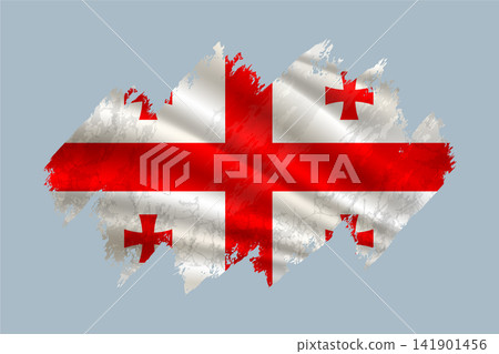 Georgia Republic flag is depicted with brushstrokes and features textured design elements. 141901456