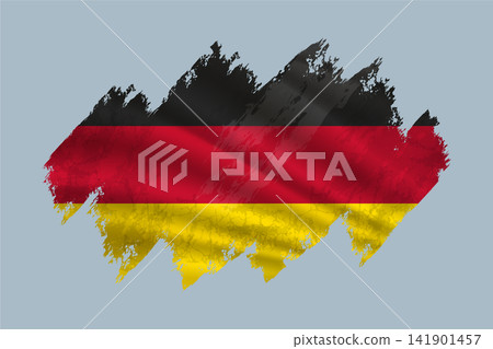 Germany flag is depicted with brushstrokes and features textured design elements. Germany flag is depicted with brushstrokes and features textured design elements. 141901457