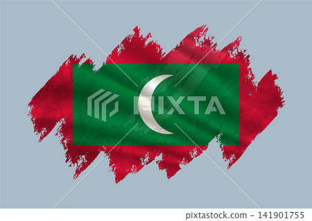 Maldives flag is depicted with brushstrokes and features textured design elements. Maldives flag is depicted with brushstrokes and features textured design elements. 141901755