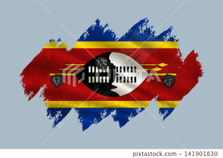 Swaziland flag is depicted with brushstrokes and features textured design elements. Swaziland flag is depicted with brushstrokes and features textured design elements. 141901830
