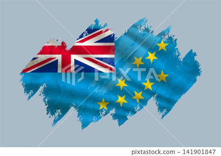 Tuvalu flag is depicted with brushstrokes and features textured design elements. Tuvalu flag is depicted with brushstrokes and features textured design elements. 141901847