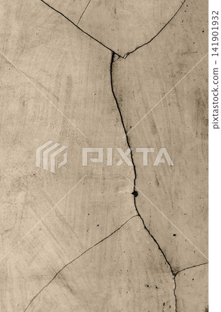 Cream concrete wall with deep cracks. Cream concrete wall with deep cracks. 141901932