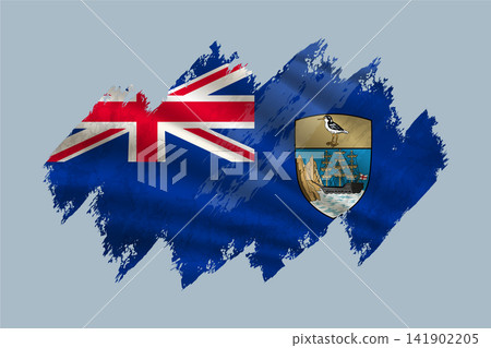 ST. Helena flag is depicted with brushstrokes and features textured design elements. ST. Helena flag is depicted with brushstrokes and features textured design elements. 141902205